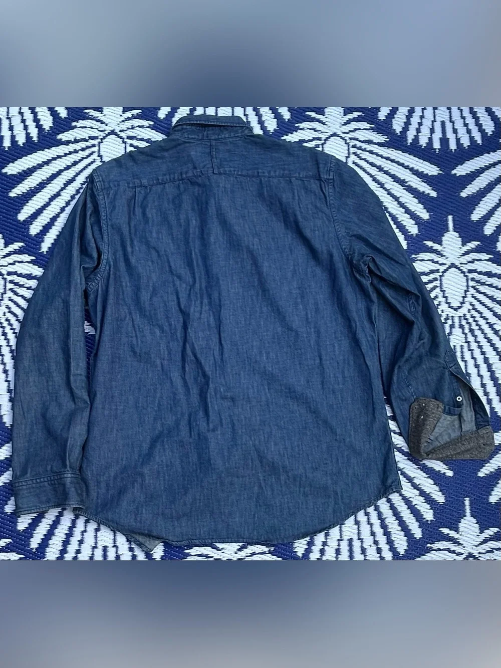 🌺Vintage Banana Republic Men's Denim w/ Gray Slim-Fit Button-Down Shirt - L